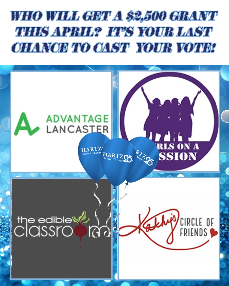 LAST CHANCE TO VOTE! 
Time’s almost up to help decide which two amazing charities will receive this month’s $2,500 HARTZ Grant! Your vote makes a difference
🗳️ Voting ends tomorrow night— don’t wait!
👉 Vote now: hartzpt.com/community/25th…
#HARTZ25for25 #GiveBack #HARTZGrant