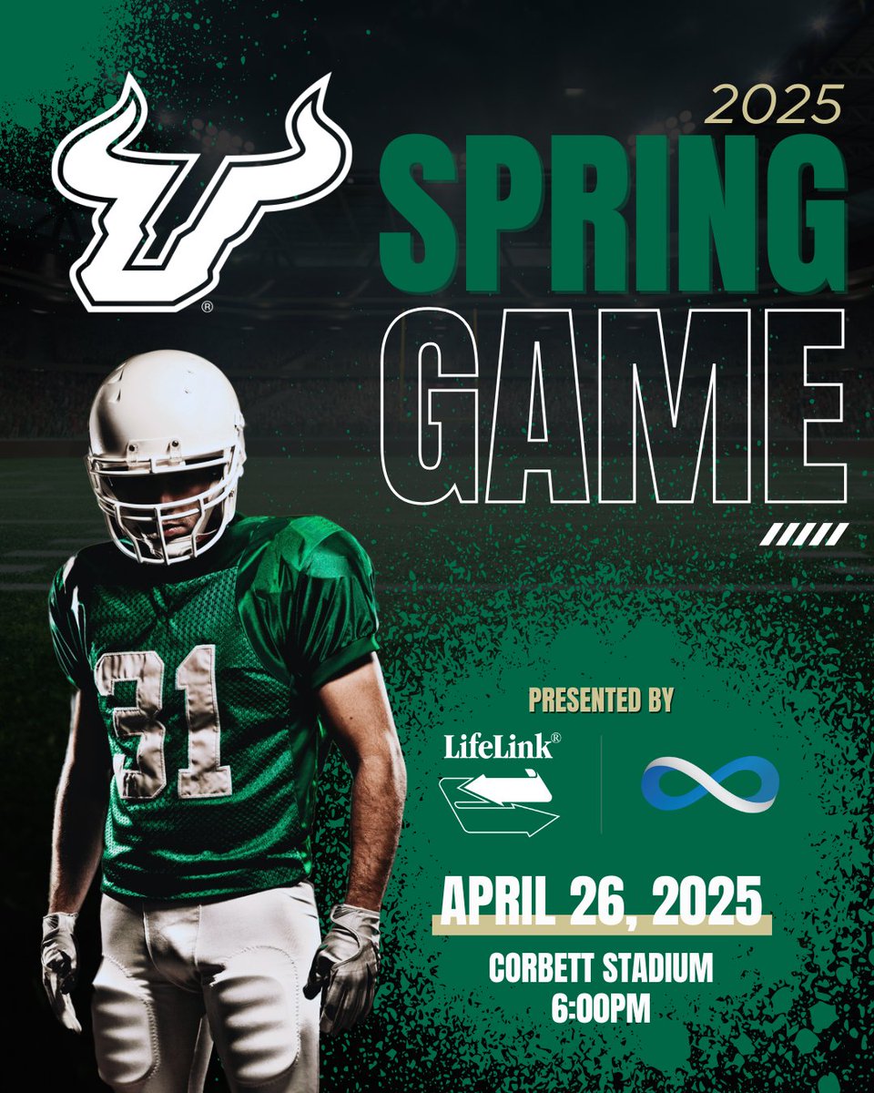 Put your horns up if you're joining LifeLink of Florida at Saturday's USF Spring Game!🤘💚
✨ Street Fest starts at 4pm and game kick-off starts at 6pm. 🎟️: am.ticketmaster.com/univsouthflori… 
#HornsUp #LifeLinkInfinity #YourStoryContinues