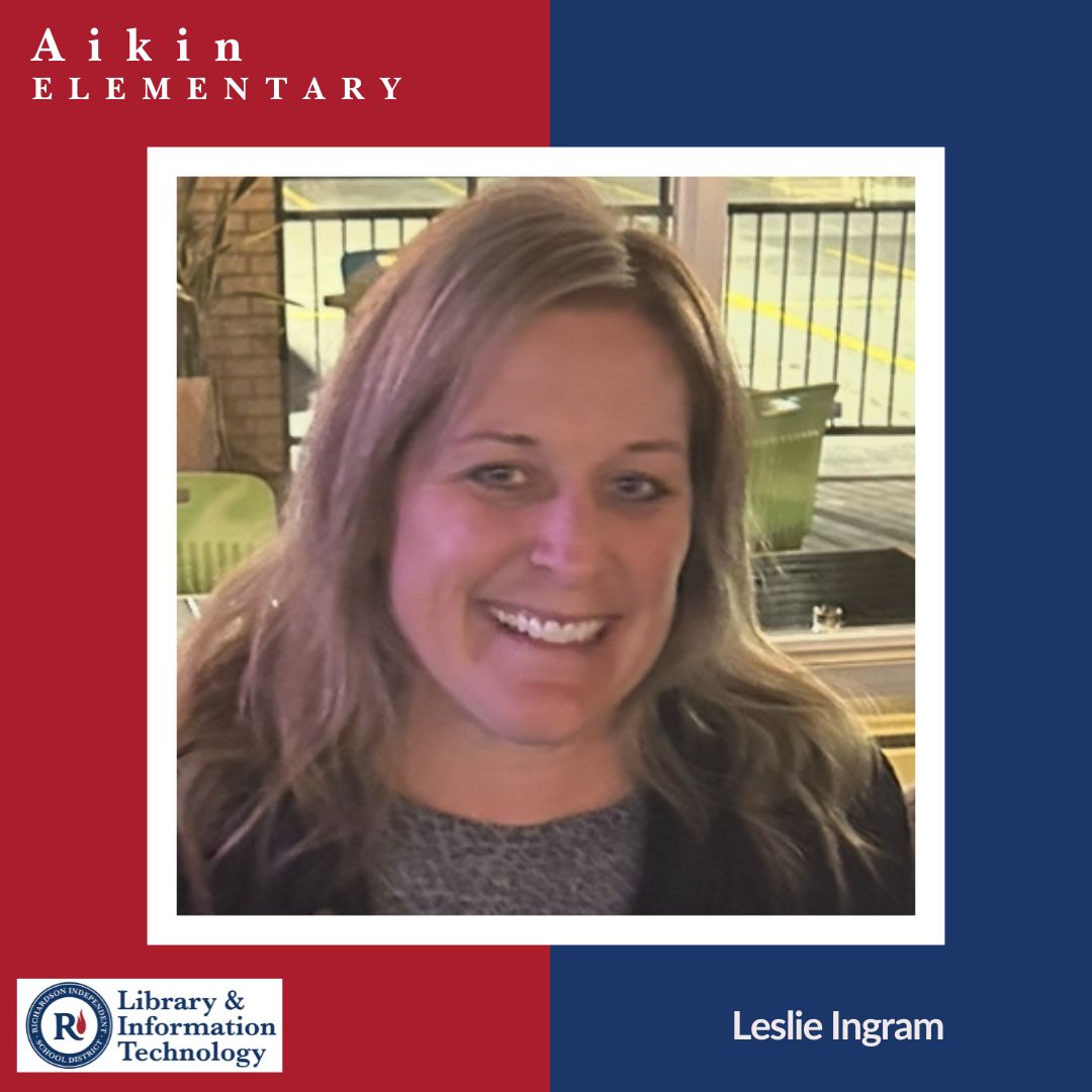 Richardson ISD Library & Information Technology (@librariesinrisd) on Twitter photo It's #SchoolLibraryMonth & we'd like to introduce you to the <a href="/AikinEagles/">Aikin Eagles</a> LITE, Leslie Ingram! She loves Rolos a& learning how to teach her students how to be inquirers & learning new programming ideas! A former elementary teacher, she is in her second year at AKE! #RISDBeTheOne It's #SchoolLibraryMonth & we'd like to introduce you to the <a href="/AikinEagles/">Aikin Eagles</a> LITE, Leslie Ingram! She loves Rolos a& learning how to teach her students how to be inquirers & learning new programming ideas! A former elementary teacher, she is in her second year at AKE! #RISDBeTheOne