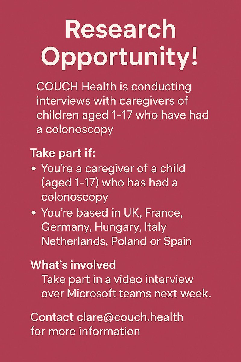 Natalie Hayden (@nataliesparacio) on Twitter photo Check out this research opportunity! When you reach out to <a href="/COUCHhealth_/">COUCH Health</a> please mention my name. #IBD #colonoscopy #crohns #colitis Check out this research opportunity! When you reach out to <a href="/COUCHhealth_/">COUCH Health</a> please mention my name. #IBD #colonoscopy #crohns #colitis