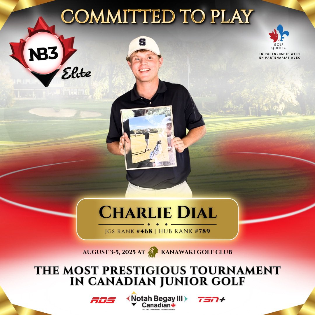 Notah Begay III Junior Golf National Championship (@nb3jgnc) on Twitter photo Compete with the #best, click the link in our bio & apply now!
Charlie Dial has committed to compete in the #WAGR ranked #NB3Elite Canadian Championship. #WelcomeCharlie
You can earn a @pgatouramericas 2026 event #exemption, an #NIL deal and a chance to play on @golfchannel Compete with the #best, click the link in our bio & apply now!
Charlie Dial has committed to compete in the #WAGR ranked #NB3Elite Canadian Championship. #WelcomeCharlie
You can earn a @pgatouramericas 2026 event #exemption, an #NIL deal and a chance to play on @golfchannel
