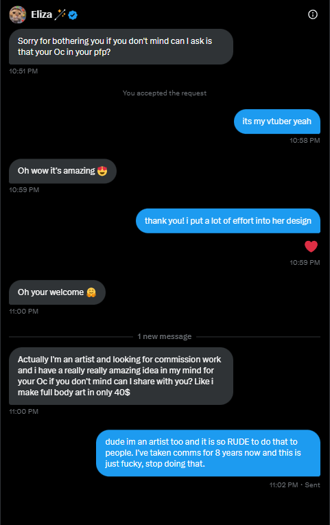 sugarsweetgen's tweet photo. can people PLEASE stop doing ts? like please actually promote your work by posting it or doing art trades or something to get people to commission you. https://t.co/NasVYRy4fx