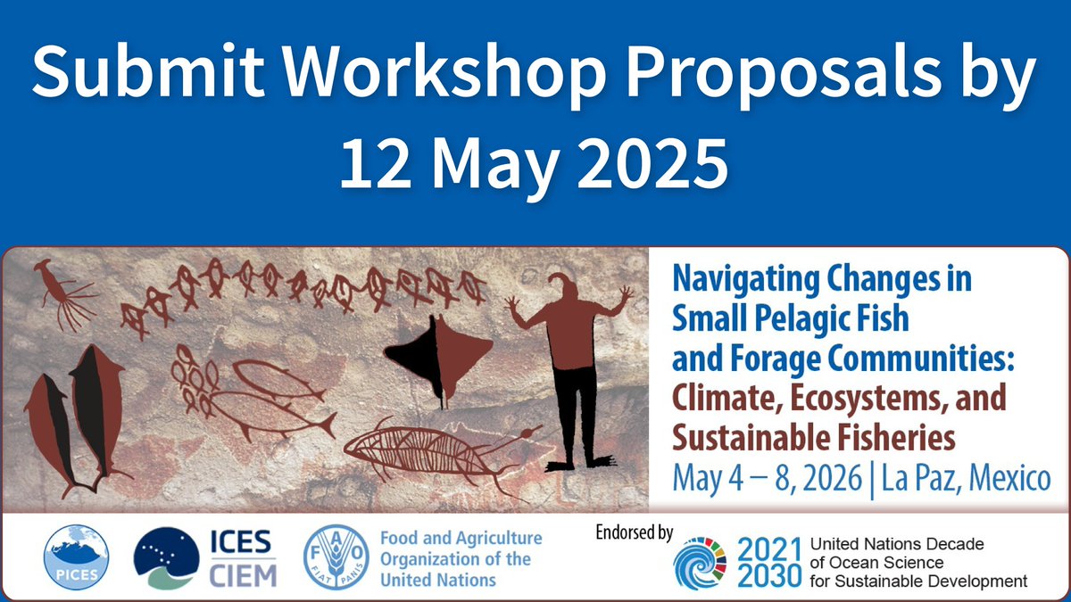 PICES_MarineSci's tweet image. 📢 Reminder: Submission deadline for SPF-2026 Workshop Proposals is approaching—May 12th!
Workshops will serve as a catalyst for creating tangible outcomes through the international and interdisciplinary collaborations established.
For further details, including the proposal…
