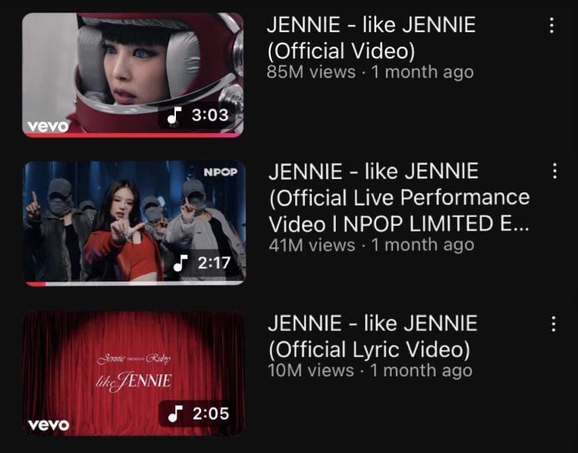 jennieloopingon's tweet photo. The views… 85M, 41M &amp; 10M, this is insane like WOW ❤️‍🔥❤️‍🔥 smash hit of the year https://t.co/BEaBFYWUo7