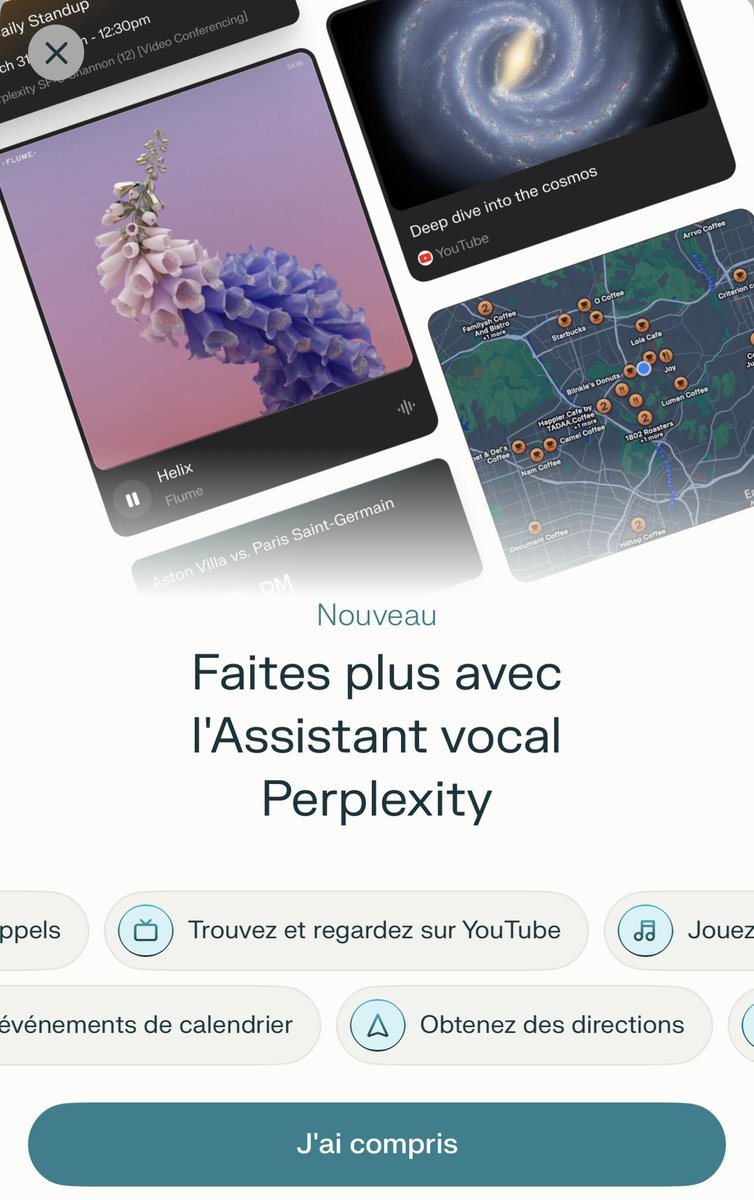😳Perplexity débarque sur iPhone et met un coup de vieux à Siri‼️

🤖Réserver un resto, appeler un Uber, écrire un mail ou lancer une playlist ? Tout ça vraiment possible à la voix. Et même sur des vieux modèles.

📱Mais Apple garde la main : impossible d’invoquer Perplexity à