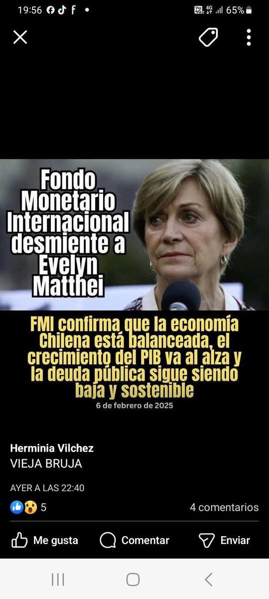 MdLimache's tweet photo. Asi con la @evelynmatthei la candidata mitómana de Chile. Hasta cuando esta seguirá atacando a chile? https://t.co/oHfgnekzyf