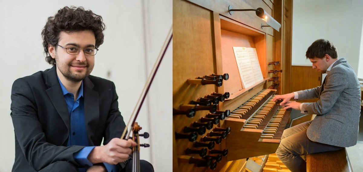kunstcentrum's tweet photo. Op woensdag 7 mei 2025 zorgen Joe Puglia,viool &amp; Geerten van de Wetering,orgel vanaf 12.45 in de Kloosterkerk voor een wervelend Pauzeconcert met werken van Michel Corrette en John Cage.
Er is een livestream, maar komt dat horen, komt dat zien! https://t.co/RIVY9ybwxH