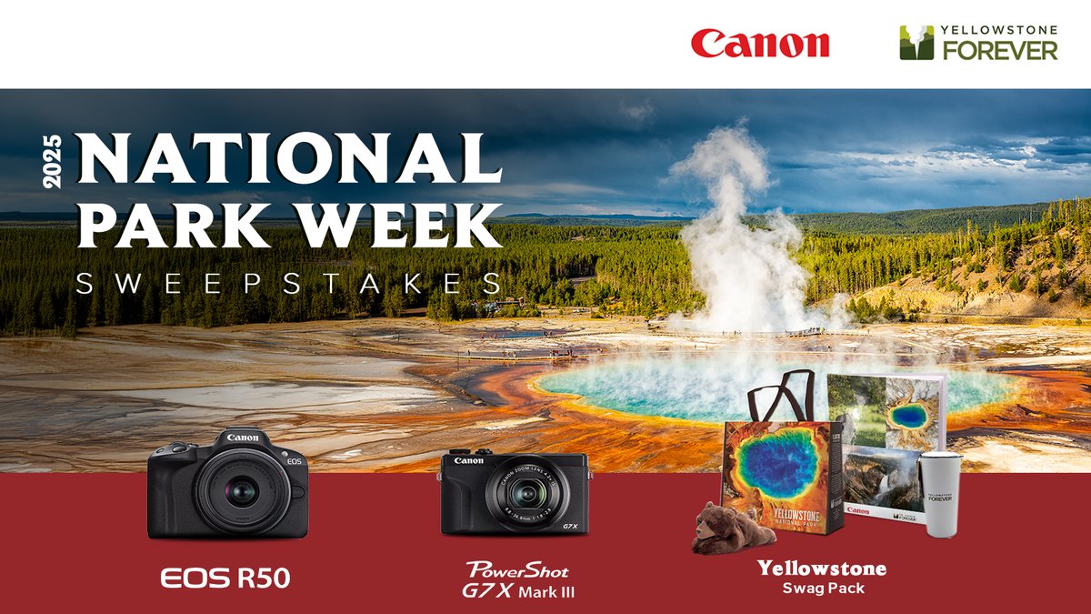 CanonUSA's tweet image. Don't miss your chance! ⏰ There's still time to enter our #NationalParkWeek sweepstakes. Submit your entry by April 27th for your chance to win some exciting prizes.

Enter now: canon.us/NPWSweeps2025