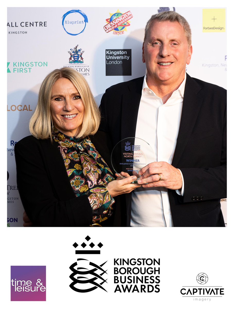 Now for the final award of the night. The Excellence in Customer Experience Award is sponsored by <a href="/bentallcentre/">The Bentall Centre</a> and goes to <a href="/NorthVisiting/">Visiting Angels North Surrey</a> who provide home care to many happy customers. Well done. #KBBA