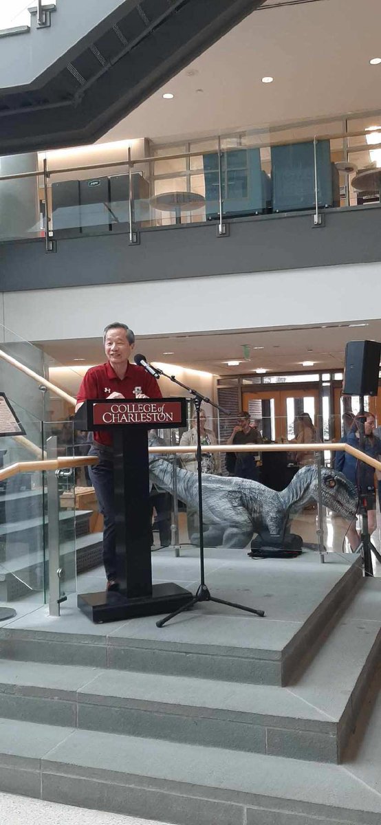 CofCHsu's tweet image. Congrats to our wonderful faculty for another great year of teaching and scholarship. And, yes, that is a dinosaur behind me.