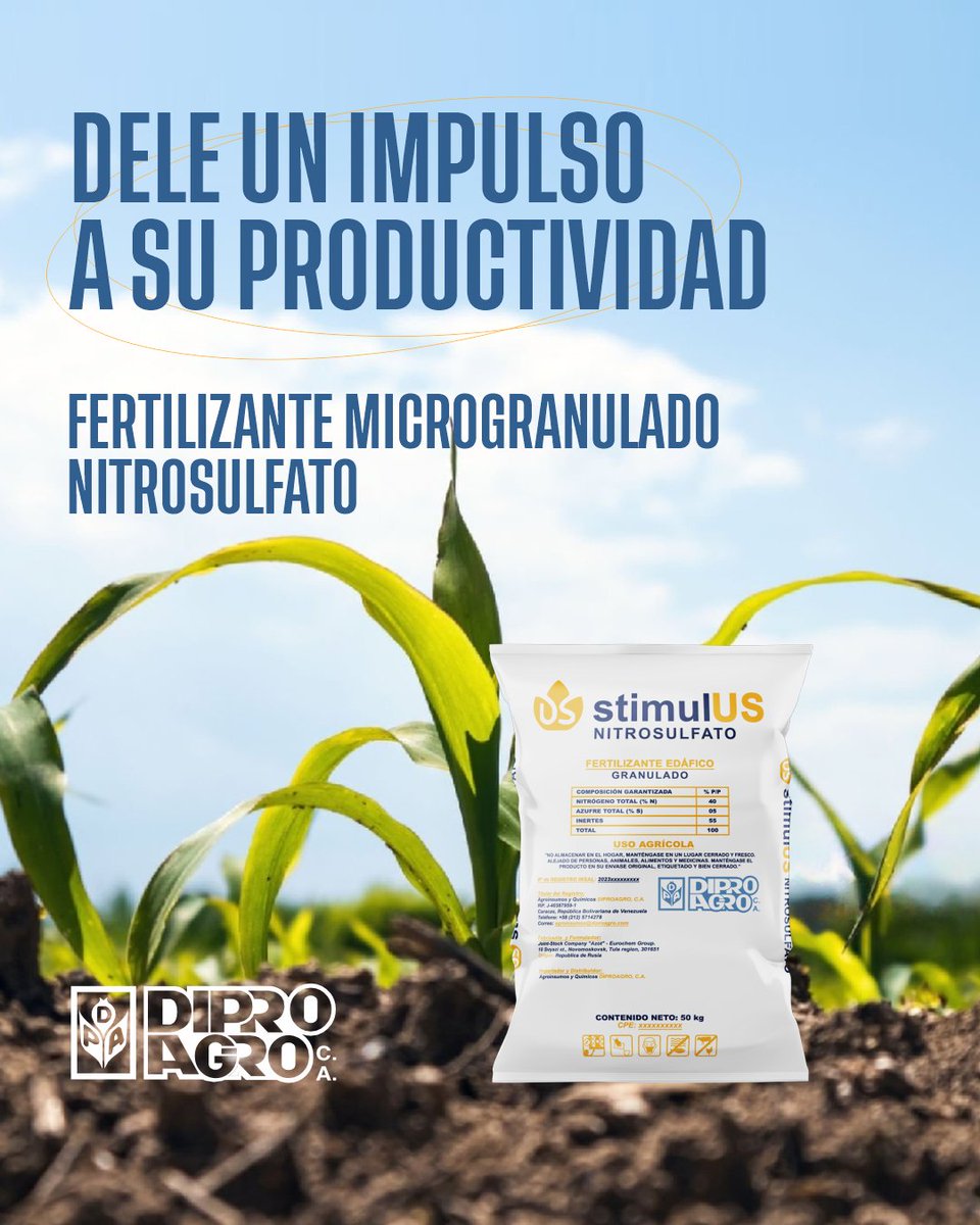 diproagroca's tweet image. #StimulUS NITROSULFATO, es un #fertilizante sólido granulado para aplicaciones al suelo, en bandas o platoneo, preferiblemente incorporado para mayor eficacia
Conozca nuestra nueva solución 👉contáctenos para ser asesorado
#Agricultura #Agricultor #Maíz #Campo #Agro