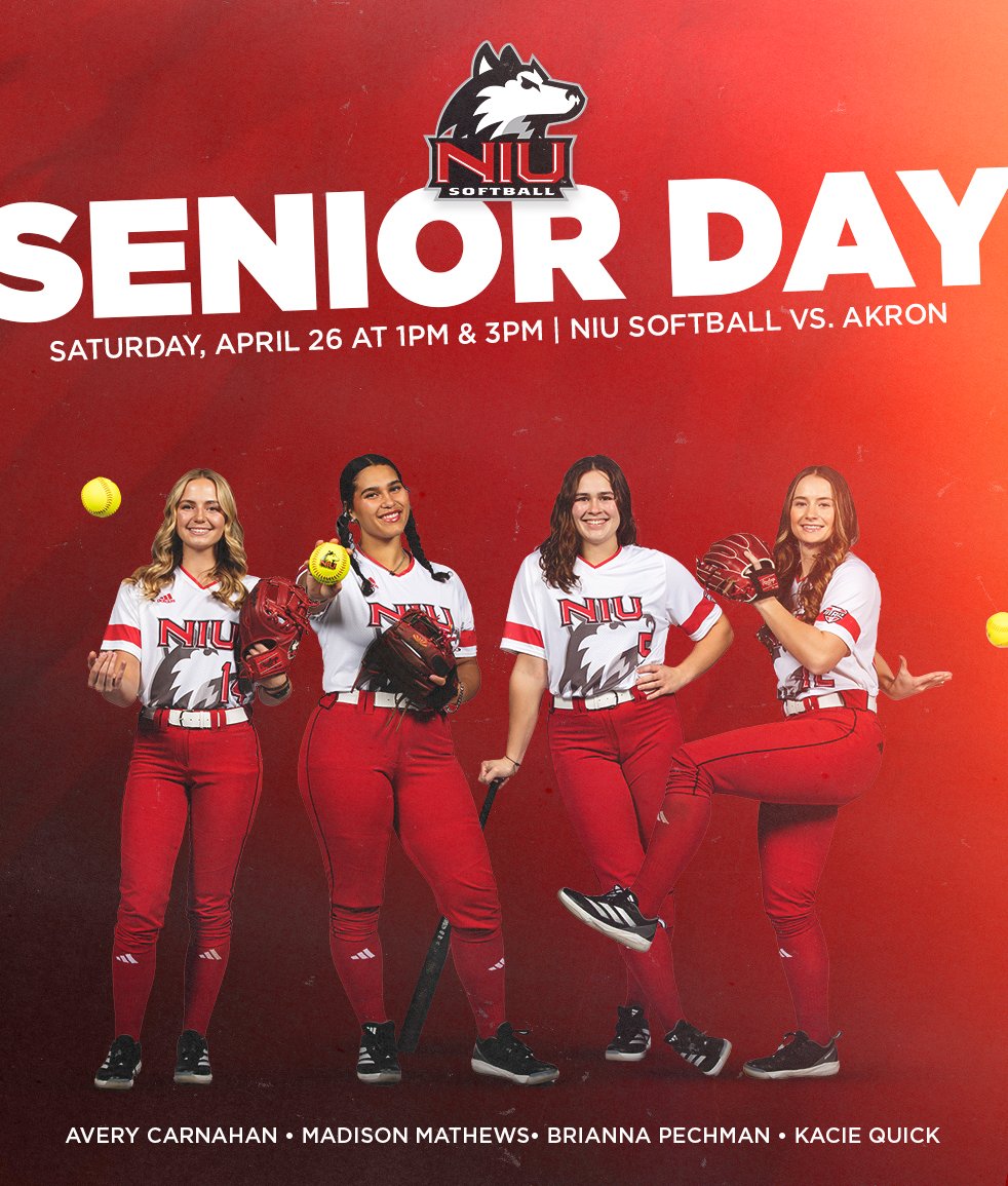 Come out and celebrate our seniors with us

🆚 Akron
⏰ 1 and 3 p.m.
📍 Mary M. Bell Field | DeKalb, IL
📊bit.ly/4iQm7EL
📷bit.ly/423hYIo