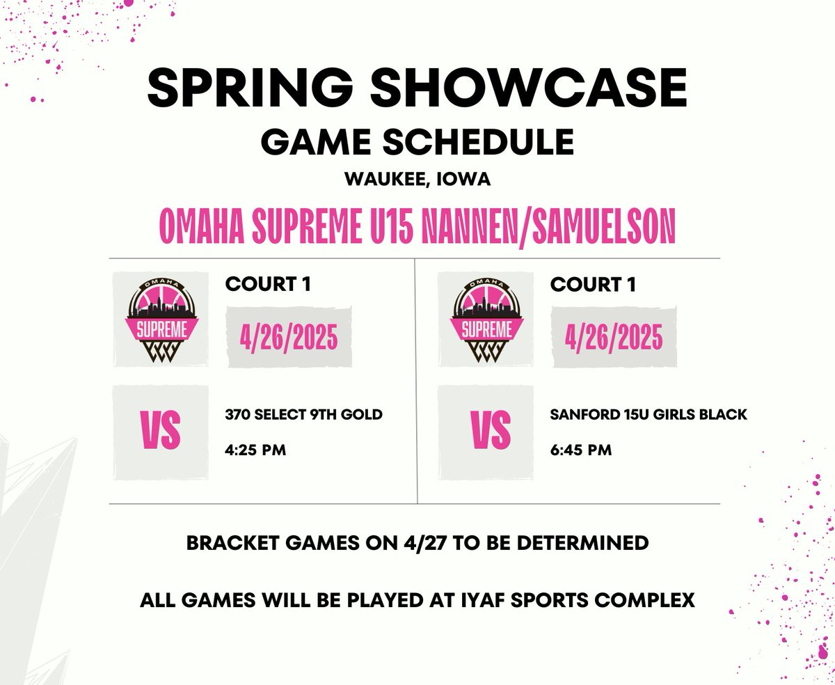 U15 Nannen/Samuelson is playing this weekend at the Spring Showcase in Waukee, Iowa! Below is their game schedule.