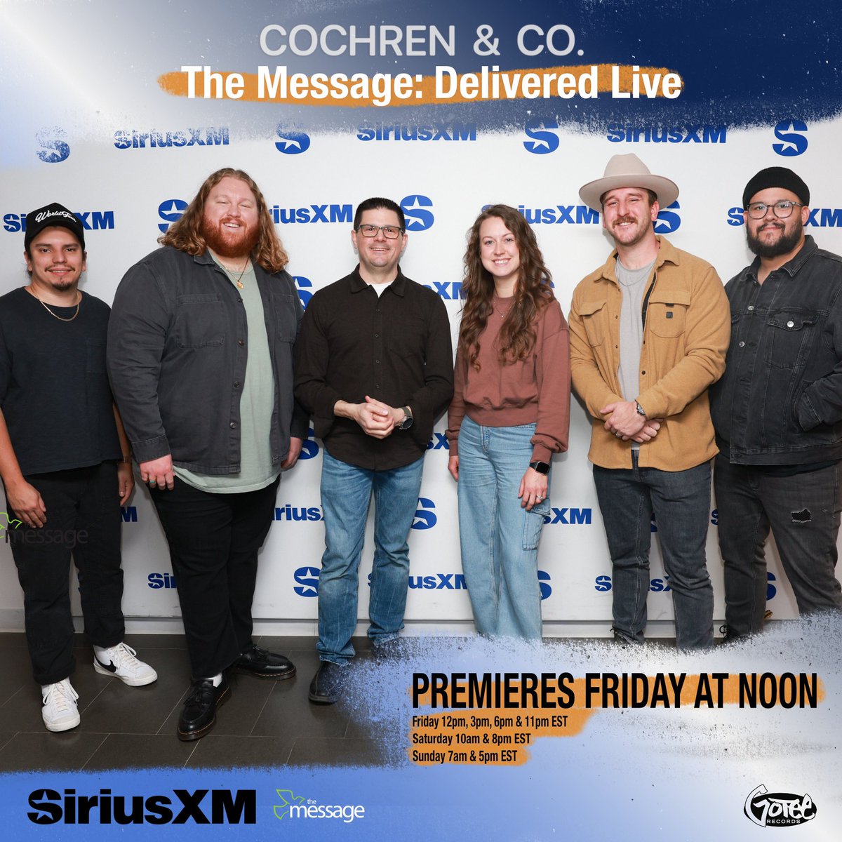 Gotee Records (@goteerecords) on Twitter photo The Message: Delivered LIVE featuring <a href="/cochrenmusic/">Cochren & Co.</a> on <a href="/hearthemessage/">SiriusXM The Message</a> premieres tomorrow at NOON EST! The Message: Delivered LIVE featuring <a href="/cochrenmusic/">Cochren & Co.</a> on <a href="/hearthemessage/">SiriusXM The Message</a> premieres tomorrow at NOON EST!
