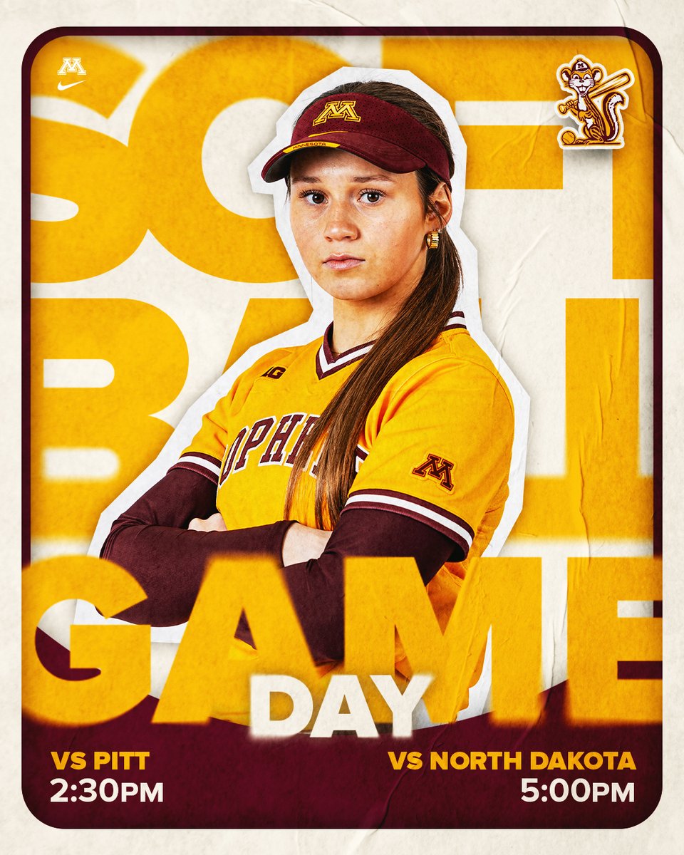 Doubleheader at the diamond today! 🗣️

🆚 - Pitt/UND
📍 - Minneapolis, Minn.
🏟️ - Jane Sage Cowles Stadium
📊 - z.umn.edu/aeku
📺 - <a href="/BigTenPlus/">B1G+</a> 

#SkiUMah | #Gophers〽️