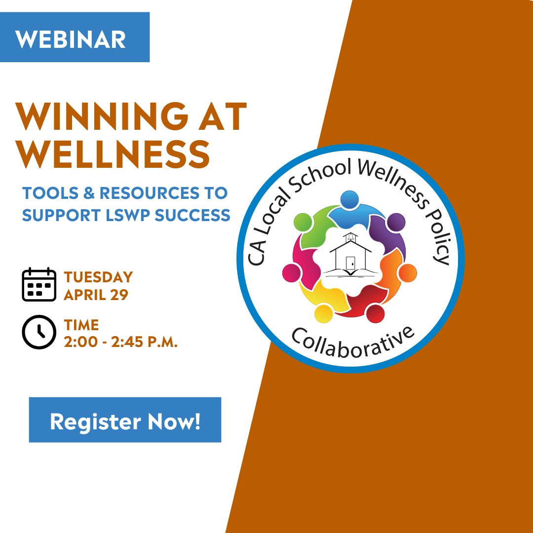 Don't miss it! Join us Tuesday, April 29th for our #WinningAtWellness Webinar to learn how the CA LSWP Collaborative supports LEAs with practical #LSWP tools, resources, and expert insights from the California Department of Education (#CDE). Registration: us02web.zoom.us/meeting/regist…