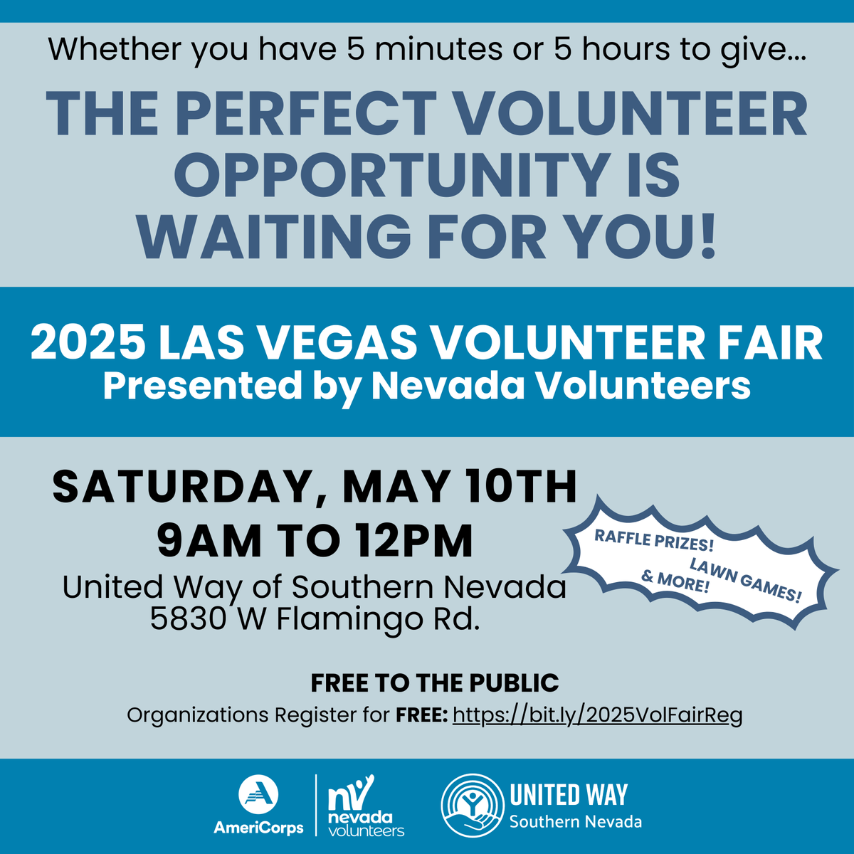 It's almost time for the 2025 Las Vegas Volunteer Fair! 🤝 Stop by and explore the incredible work available to volunteers. See you there on May 10th!