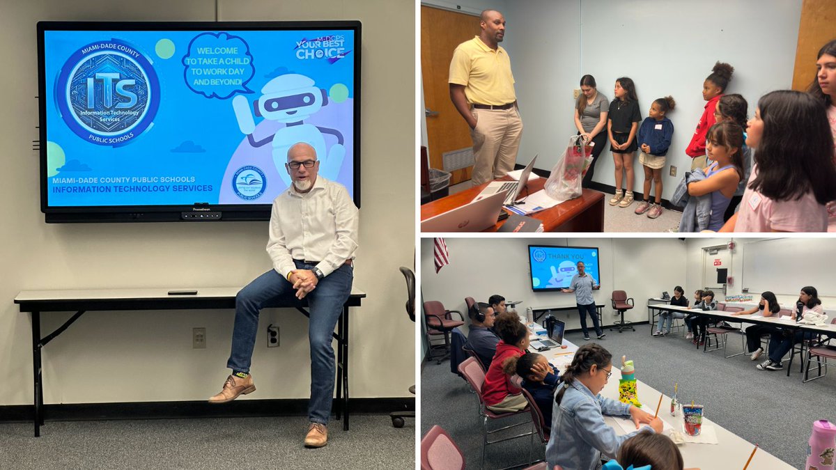 mdcpsCIO's tweet image. Truly enjoyed having future tech enthusiasts visit us for #TakeAChildToWorkDay @MDCPS. Showing them the nuts and bolts of our district's tech and the applications they use every day was a privilege. Hope we sparked some curiosity and maybe even a future career path! 🚀#EdTech