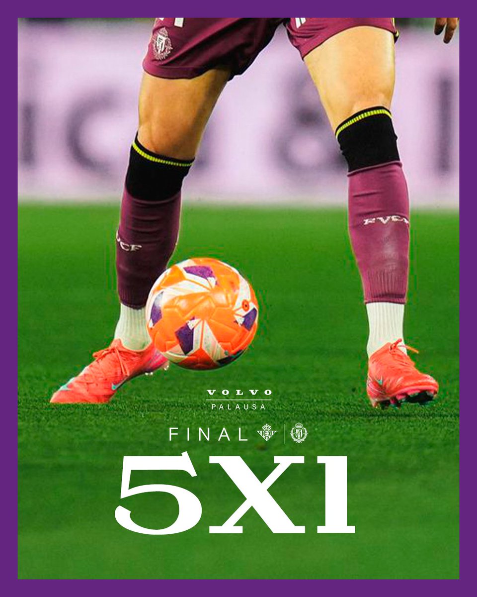 realvalladolid's tweet photo. ⎾5✕1⏋  ▪  FINAL DEL PARTIDO

#RealBetisRealValladolid   @VolvoPalausa https://t.co/elKi5CjMYV