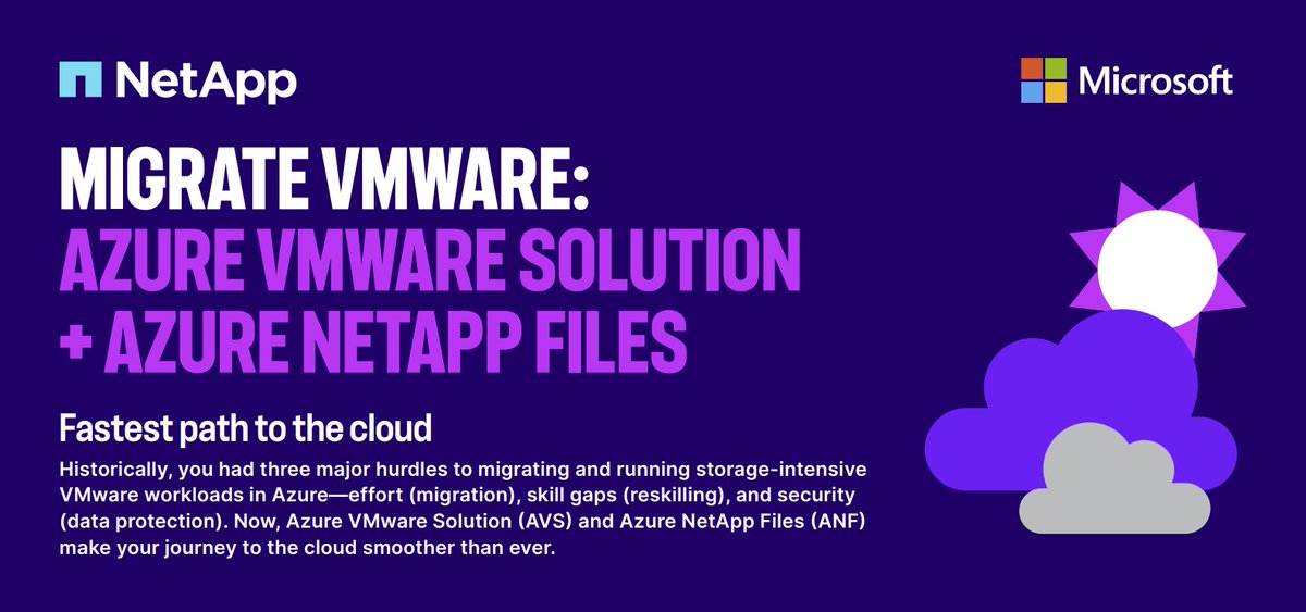 Optimize your storage-intensive VMware applications in the cloud with Azure NetApp Files datastores for Azure VMware Solution. Scale storage independently from compute, optimize TCO while simplifying operations and reducing risk. 

Get the infographic: ntap.com/4iu84nY