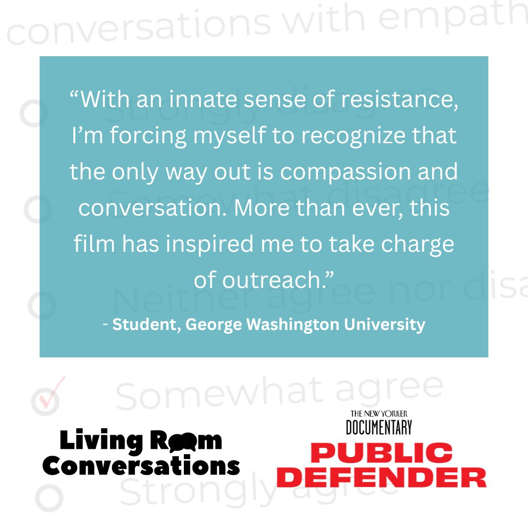 Public Defender (@pddocumentary) on Twitter photo Powerful reflections from students who watched PUBLIC DEFENDER. Co-hosted by PUBLIC DEFENDER & <a href="/LivingRoomConvo/">Living Room Conversations</a>, these screenings are spaces for civic learning, deep listening & real connection. Join us in sparking conversations that keep democracy strong! publicdefenderfilm.com/host-a-screeni… Powerful reflections from students who watched PUBLIC DEFENDER. Co-hosted by PUBLIC DEFENDER & <a href="/LivingRoomConvo/">Living Room Conversations</a>, these screenings are spaces for civic learning, deep listening & real connection. Join us in sparking conversations that keep democracy strong! publicdefenderfilm.com/host-a-screeni…