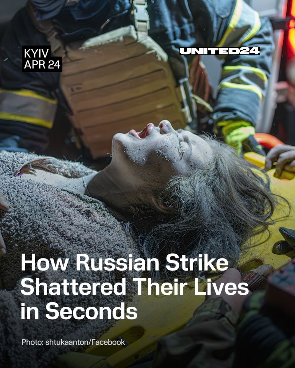 United24media's tweet photo. These people endured Russia’s deadly strike on Kyiv that left 12 dead. 

🧵 1/10 https://t.co/YsxCsMqNOz