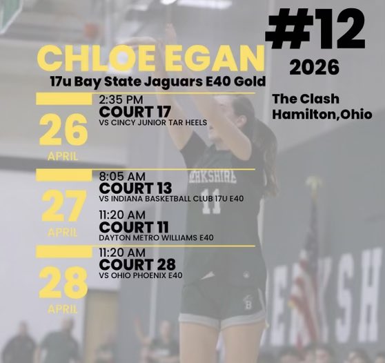_chloeegan11's tweet photo. Excited for Ohio this weekend!! Here’s my schedule and some highlights from this winter!
@BayStateJags @LaurieBollin @BerkshireGvbb @Jdelahoz1087 @mrodrigues423 https://t.co/Znd6D5v6OE