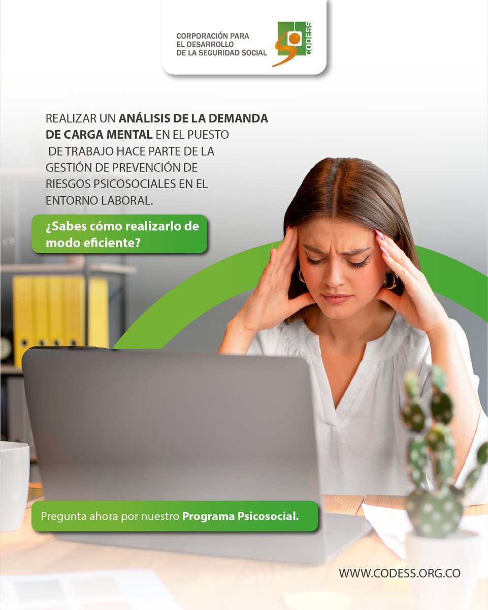codessco's tweet image. 🤓 Nuestro programa de vigilancia en riesgo psicosocial es un conjunto estructurado de políticas, estrategias y actividades diseñadas para identificar, gestionar y minimizar los riesgos psicosociales en el entorno laboral. 

#Codess #RiesgoPsicosocial #BienestarLaboral