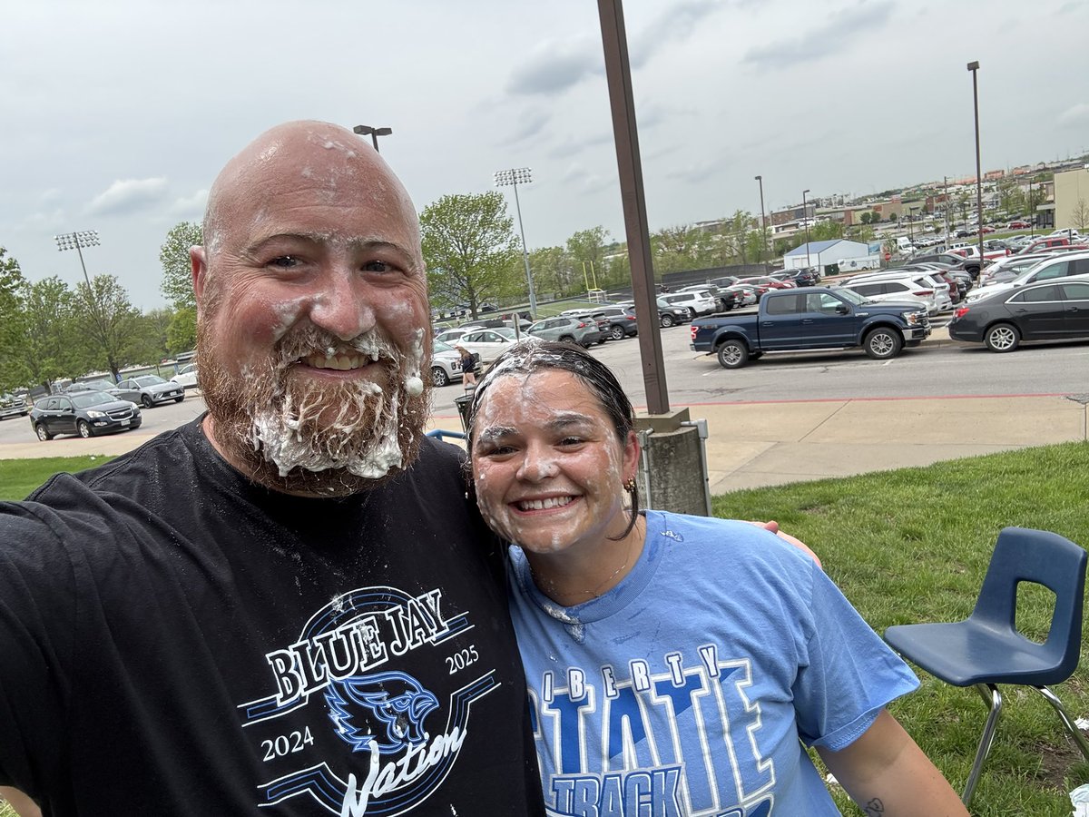 Well <a href="/hannah_atc/">Hannah Lowrance, MAT, L/ATC</a> and I got “pied” today to help with the <a href="/klhs_jays/">KLHS</a> telethon! Happy to help…but I think the students had a little too much fun!