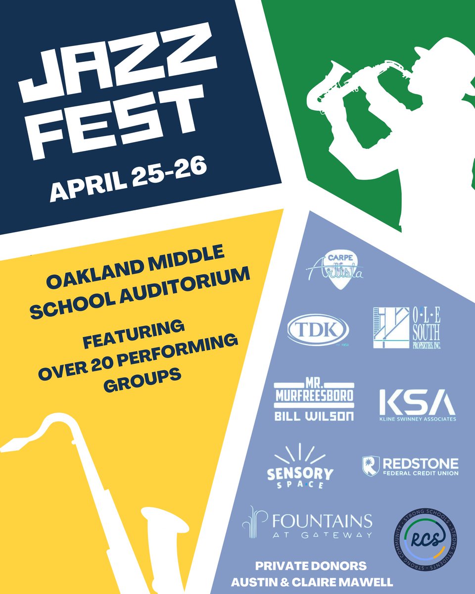 Excited for Jazz Fest Friday night!  Oakland HS Jazz Ensemble performs at 8:30pm at Oakland Middle Auditorium.  Music by Alan Baylock, Michele Fernandez, Duke Ellington and Paul Simon.  Hope to see you there!  First group performs at 6pm.