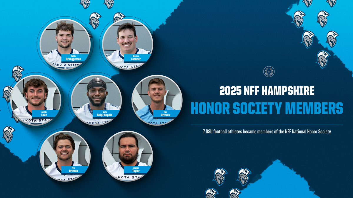 Dakota State University Athletics (@dsu_trojans) on Twitter photo 🏈🏅 Seven <a href="/DSUFootball/">Dakota State Football</a> become member of 2025 <a href="/NFFNetwork/">National Football Foundation</a> Honor Society
Congratulations to Brueggman, Lacher, Lake, Guipi-Bopala, Tr. Ortman, Ty. Ortman, and Taylor
📰 tinyurl.com/yc7ufhdu
#TrojanNation⚔️ 🏈🏅 Seven <a href="/DSUFootball/">Dakota State Football</a> become member of 2025 <a href="/NFFNetwork/">National Football Foundation</a> Honor Society
Congratulations to Brueggman, Lacher, Lake, Guipi-Bopala, Tr. Ortman, Ty. Ortman, and Taylor
📰 tinyurl.com/yc7ufhdu
#TrojanNation⚔️