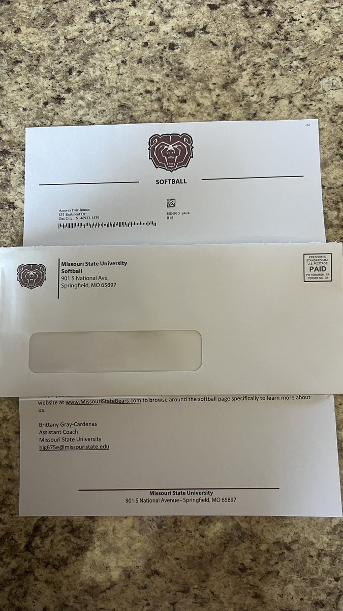 Amiyaa Parr-Inman 2🥎26 (@amiyaa_17) on Twitter photo Thank you <a href="/MoStateSoftball/">Missouri State Softball</a> for the mail! I’m looking forward to possibly attending camp in the future, good luck with the rest of your season!
<a href="/kasey_grif/">Kasey Griffith</a> <a href="/shelbyhiers/">Shelby Hiers</a> <a href="/coachweber_jess/">Jess Weber</a> <a href="/Bombers08Baird/">Bombers Gold National 26/27 Baird</a> <a href="/SoftballDown/">Down South Softball</a> <a href="/CoastRecruits/">Coast 2 Coast Recruits</a> <a href="/DirectRecruits/">Direct Recruits</a> <a href="/LineDsoftball/">Line Drive Media</a> <a href="/TopPreps/">College Coach / College Scout / College Recruiter</a> Thank you <a href="/MoStateSoftball/">Missouri State Softball</a> for the mail! I’m looking forward to possibly attending camp in the future, good luck with the rest of your season!
<a href="/kasey_grif/">Kasey Griffith</a> <a href="/shelbyhiers/">Shelby Hiers</a> <a href="/coachweber_jess/">Jess Weber</a> <a href="/Bombers08Baird/">Bombers Gold National 26/27 Baird</a> <a href="/SoftballDown/">Down South Softball</a> <a href="/CoastRecruits/">Coast 2 Coast Recruits</a> <a href="/DirectRecruits/">Direct Recruits</a> <a href="/LineDsoftball/">Line Drive Media</a> <a href="/TopPreps/">College Coach / College Scout / College Recruiter</a>