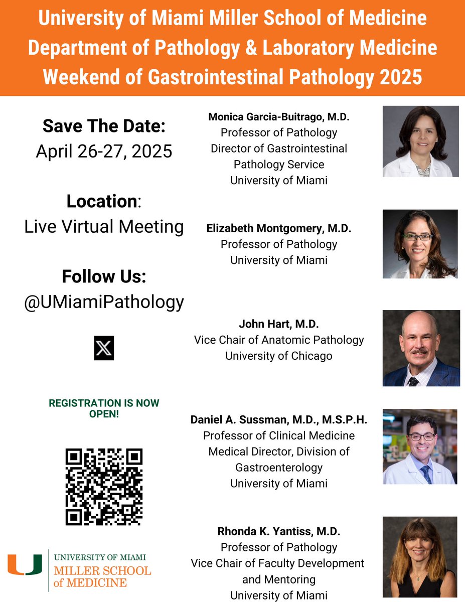Folks, you have til midnight tonight to sign up!   We have fun topics and wonderful guest speakers (as well as my two Grandes Dames colleagues) - med.miami.edu/departments/pa…