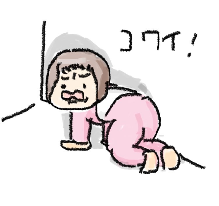 自分の影が気に入らないようです👶