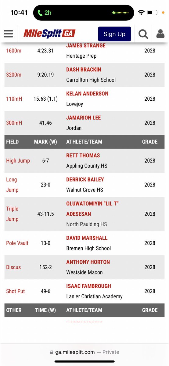 As of April-23-2025 number 1 ranked freshman in the state of Georgia for triple jump, and still improving and working. #track #ranking #triplejumper #jumper #trackandfield