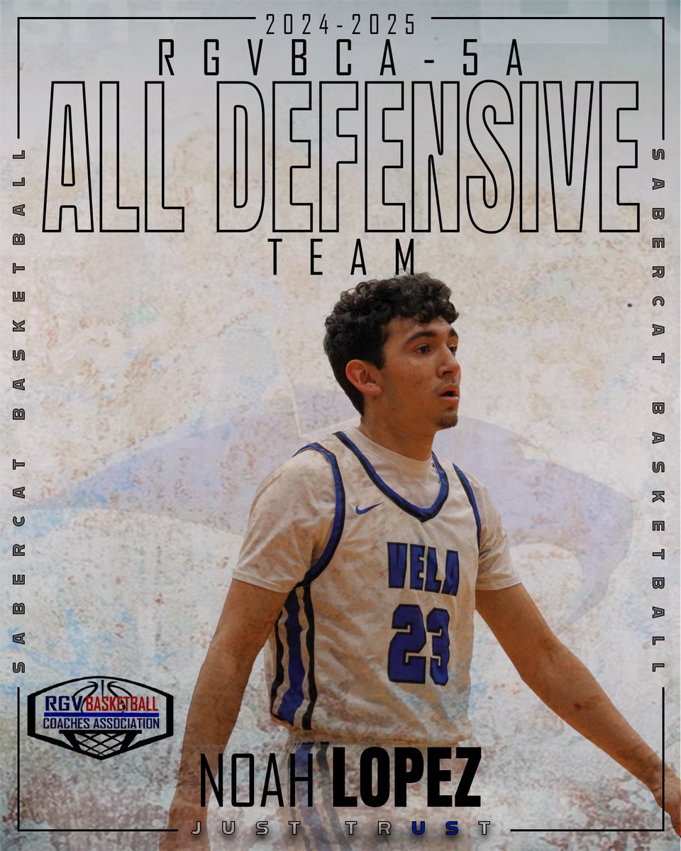Vela Boys Basketball (@vela_basketball) on Twitter photo Congratulations to Noah Lopez for being selected to the <a href="/OfficialRGVBCA/">The Official RGVBCA</a> 5A All Defensive team as well to the All Star Team.
#JustUs Congratulations to Noah Lopez for being selected to the <a href="/OfficialRGVBCA/">The Official RGVBCA</a> 5A All Defensive team as well to the All Star Team.
#JustUs