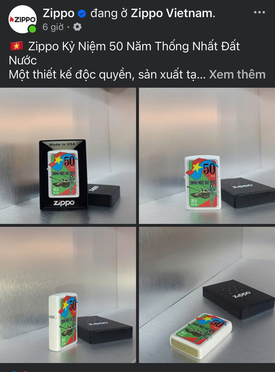 Alzheimer_13's tweet image. 🇻🇳 ZIPPO VIETNAM - Celebrating 50 years of National Reunification 

✨ Order at Zippo Vietnam:

facebook.com/share/1Fq3hTwe…

✨ ZippoVietnam - Official distributor of Zippo products in the Vietnamese market.

#April30th #reunificationday

#Zippo #VIETNAM #madeinUSA