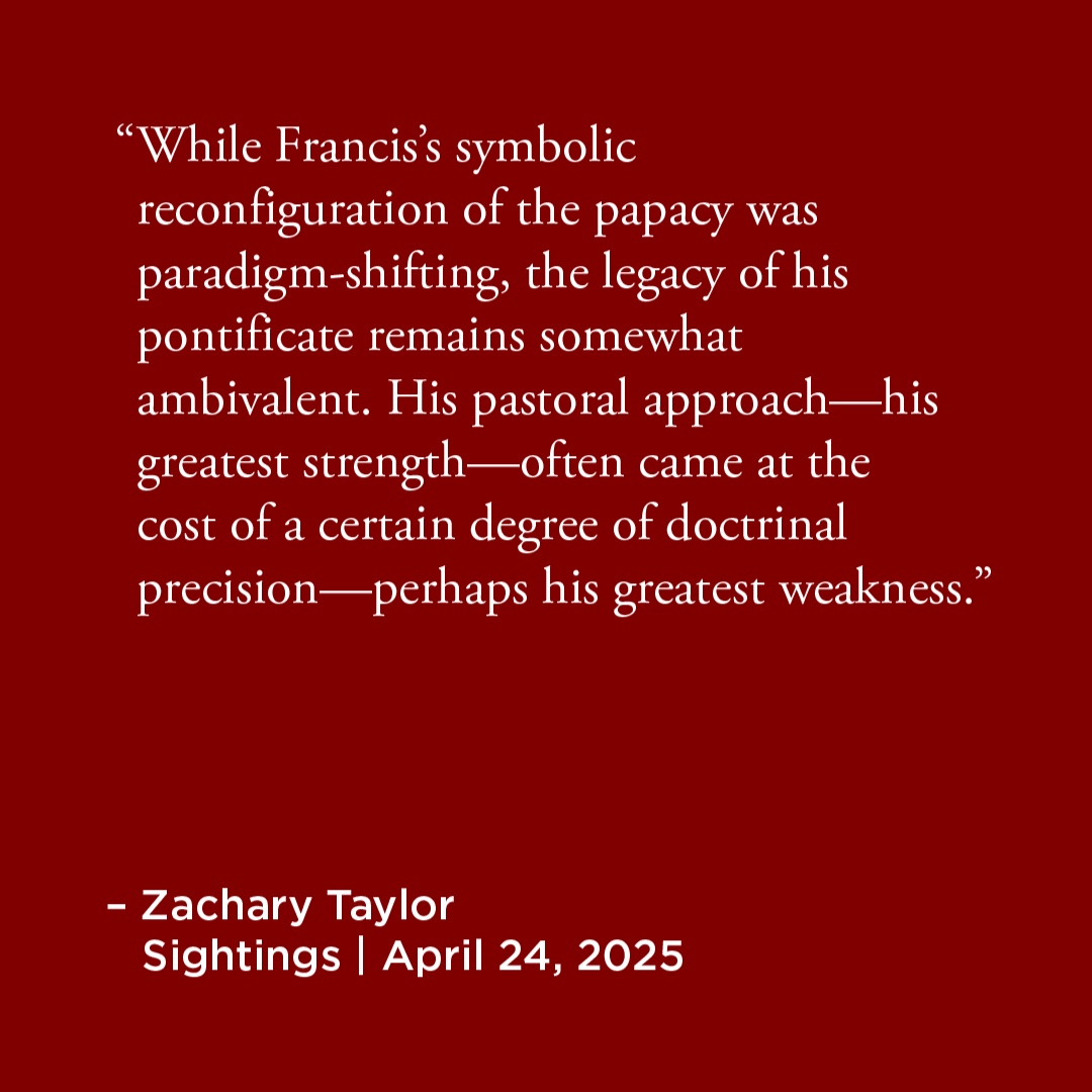 Martin Marty Center (@martycenter) on Twitter photo In this week's Sightings essay for <a href="/MartyCenter/">Martin Marty Center</a> Zachary Taylor explores how the radical compassion and pastoral heart of Pope Francis, defined his papacy through humility, inclusivity, and a call to heal a broken world. Read more via ow.ly/2mir50VHgzv
#popefrancis In this week's Sightings essay for <a href="/MartyCenter/">Martin Marty Center</a> Zachary Taylor explores how the radical compassion and pastoral heart of Pope Francis, defined his papacy through humility, inclusivity, and a call to heal a broken world. Read more via ow.ly/2mir50VHgzv
#popefrancis