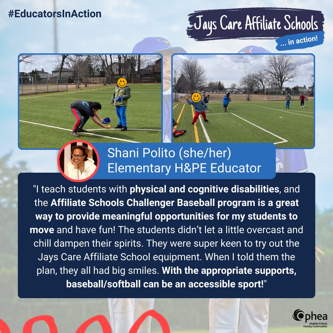 opheacanada's tweet photo. Curious about what our #EducatorsInAction have been up to? We checked in to learn more about their experiences as registered @jayscare Affiliate Schools, and how this programming is bolstering physical activity opportunities in their school communities โ sounds like a home run! https://t.co/8RAtObNybt