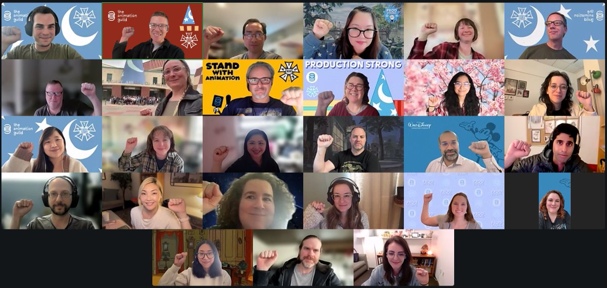 animationguild's tweet photo. The crew at Disney Feature participated in a solidarity break this week to show unity in person and remotely as they continue contract negotiations to get a fair deal. #UnionStrong #TAGTogether https://t.co/YilSix7Yrq