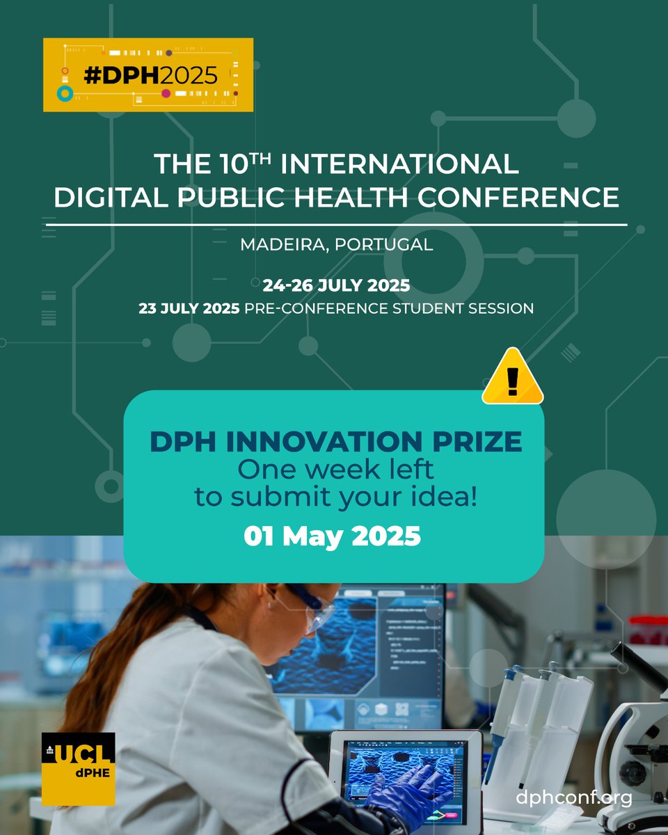 UCL Centre for Digital Public Health in Emergency (@ucl_dphe) on Twitter photo ๐๐ถ๐ด๐ถ๐๐ฎ๐น ๐ฃ๐๐ฏ๐น๐ถ๐ฐ ๐๐ฒ๐ฎ๐น๐๐ต ๐๐ผ๐ป๐ณ๐ฒ๐ฟ๐ฒ๐ป๐ฐ๐ฒ
24 - 26 July | ๐ Madeira, Portugal
๐จ ๐๐ฃ๐ ๐ฌ๐๐๐ ๐ก๐๐๐ฉ ๐ฉ๐ค ๐๐ฅ๐ฅ๐ก๐ฎ! ๐จ
#๐๐ฃ๐๐ฎ๐ฌ๐ฎ๐ฑ ๐๐ป๐ป๐ผ๐๐ฎ๐๐ถ๐ผ๐ป ๐ฃ๐ฟ๐ถ๐๐ฒ
Apply now: easychair.org/my/conference?โฆ
#Innovation #DigitalHealth #HealthTech #BigData ๐๐ถ๐ด๐ถ๐๐ฎ๐น ๐ฃ๐๐ฏ๐น๐ถ๐ฐ ๐๐ฒ๐ฎ๐น๐๐ต ๐๐ผ๐ป๐ณ๐ฒ๐ฟ๐ฒ๐ป๐ฐ๐ฒ
24 - 26 July | ๐ Madeira, Portugal
๐จ ๐๐ฃ๐ ๐ฌ๐๐๐ ๐ก๐๐๐ฉ ๐ฉ๐ค ๐๐ฅ๐ฅ๐ก๐ฎ! ๐จ
#๐๐ฃ๐๐ฎ๐ฌ๐ฎ๐ฑ ๐๐ป๐ป๐ผ๐๐ฎ๐๐ถ๐ผ๐ป ๐ฃ๐ฟ๐ถ๐๐ฒ
Apply now: easychair.org/my/conference?โฆ
#Innovation #DigitalHealth #HealthTech #BigData