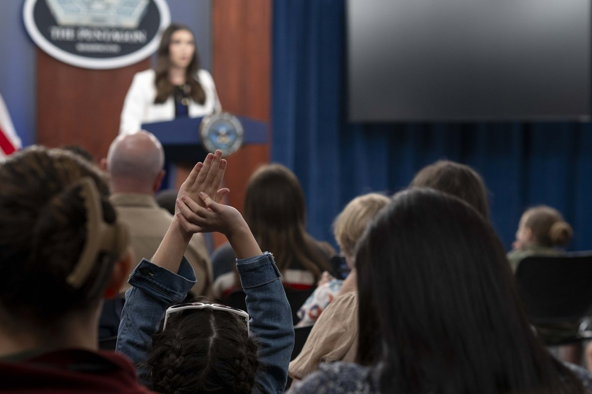 PressSecDOD's tweet image. Bring Your Child to Work Day brought the cutest journalists to the Pentagon Briefing Room!