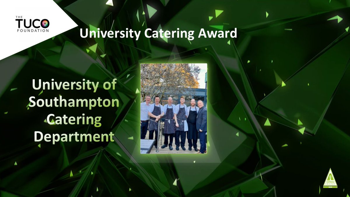 PSCMagazine's tweet image. 🎉 Congratultations to Southampton University, winners of this year's University Catering Award sponsored by @TUCOltd 
Facing a £1.3m deficit, the team turned it around with a new Catered Package, longer opening hours &amp;amp; new outlets. Well done to the whole @unisouthampton team! 👏