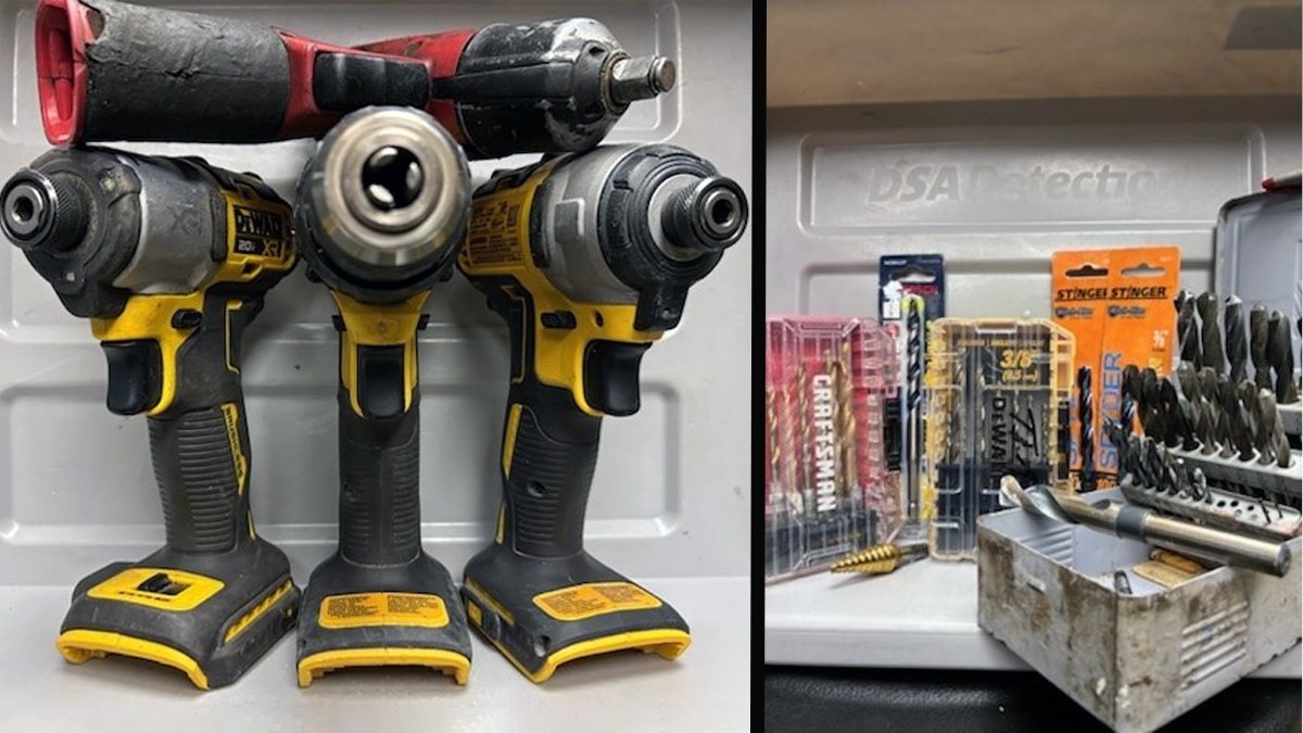 TSA's tweet photo. Planning to bring a drill on your trip? Power tools like drills and bits must go in checked bags, not carry-on. These were found by our officers at @ANCairport. To avoid delays, use our "What Can I Bring" tool to check what's allowed: https://t.co/EkDxkoNY7B
#ProhibitedItemsWeek https://t.co/LOaJqolDYm