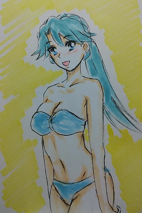 #ゴープリ10周年なので海藤みなみさん3733枚描いてお祝い(397,398)出勤前ラクガキ。 