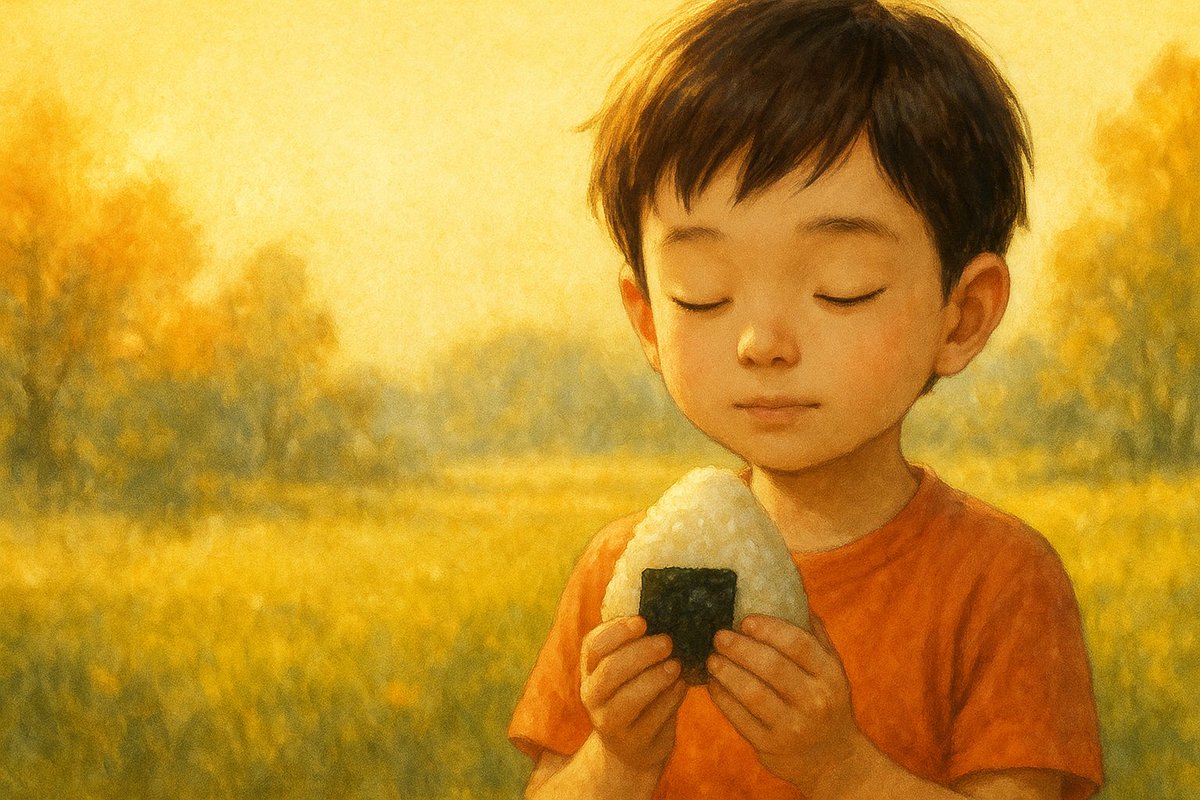 【“あたりまえ”って、実は奇跡だった。】

制作中の絵本『おにぎりの奇跡』は、
日常にある「あたりまえ」が、
ほんとうは「奇跡」だと気づく物語です。

おにぎりを通して見えてくるのは、
人の営み、つながり、自然の恵み。
そこに込められた、たくさんの“想い”。

その静かな感動を届けたくて、