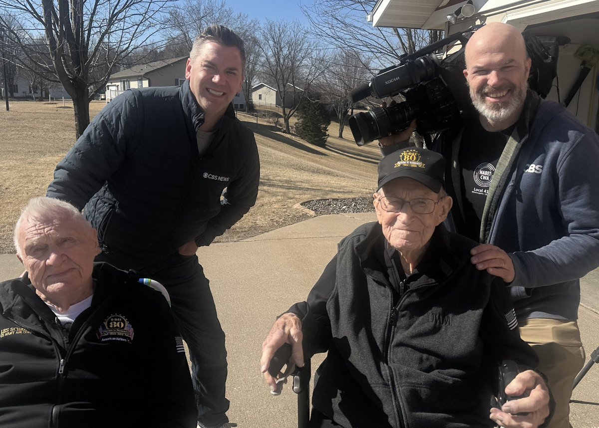 JDLauritsen's tweet image. WWII veteran Reynolds Tomter is 107 (108 on Saturday). In Normandy, France for the 80th anniversary of D-Day last June, he met fellow vet 101-year-old Les Schrenk. Now they hang out and zip around on Reynolds’ golf cart. Why you’re never too old to make a friend, at 6. #wcco