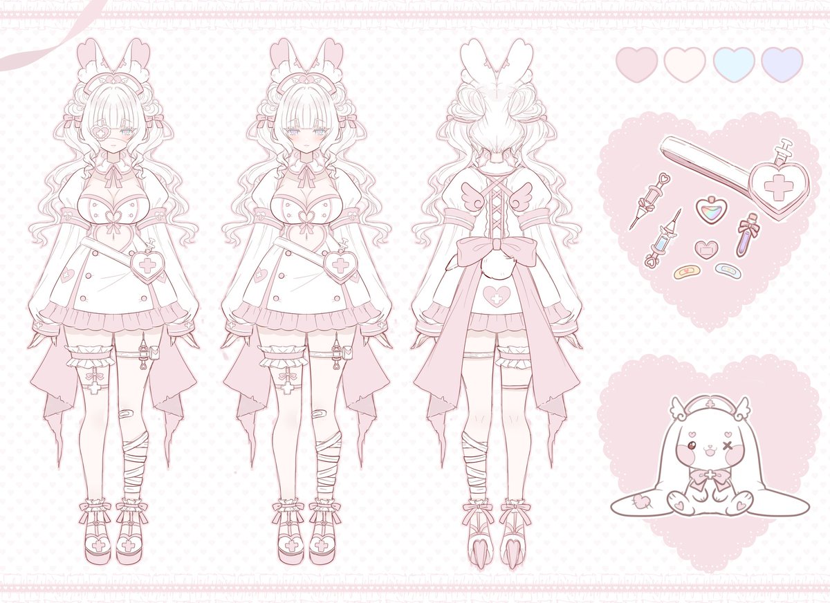 NurseAngelLilly's tweet photo. Angel lilly reference sheets 💕 
Oshi marks: 🐇💉
Channel : 18+ 
Age: 🤫 
D.O.B: 4/12  
Height: 5'3 

🎨 by @/Sugary_Dolly 💕 and @/ZiShiiro 💕 https://t.co/oAM5XDohfX