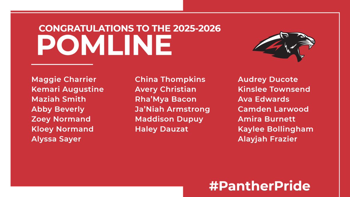 Bunkie High School (@bunkie_high) on Twitter photo Congratulations to the 2025-2026 Bunkie Middle School Pomline! #PantherPride
There is a parent meeting on Thursday, May 1st, at 5:30 pm. For any questions, please contact Ms. Misty by email: misty.blanchard@avoyellespsb.com Congratulations to the 2025-2026 Bunkie Middle School Pomline! #PantherPride
There is a parent meeting on Thursday, May 1st, at 5:30 pm. For any questions, please contact Ms. Misty by email: misty.blanchard@avoyellespsb.com