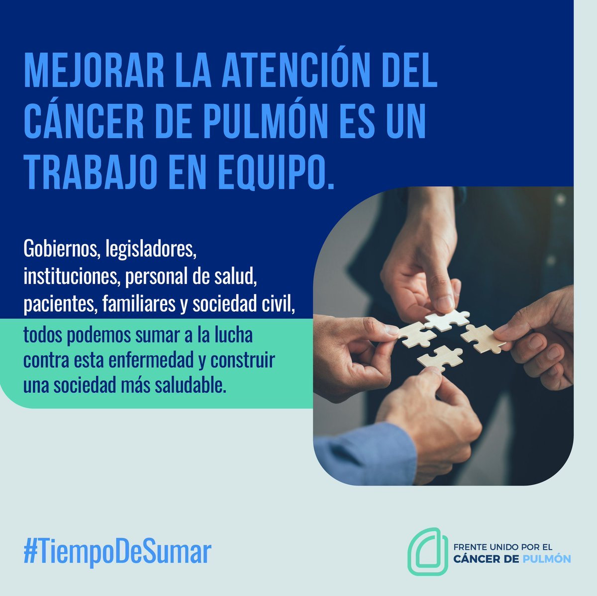 Hacemos un llamado a gobiernos, legisladores, instituciones, personal de salud, pacientes, familiares y sociedad civil a seguir sumando esfuerzos en esta lucha contra el #CáncerDePulmón. ¡Mejorar la atención a pacientes es un trabajo en equipo!

#TiempoDeSumar